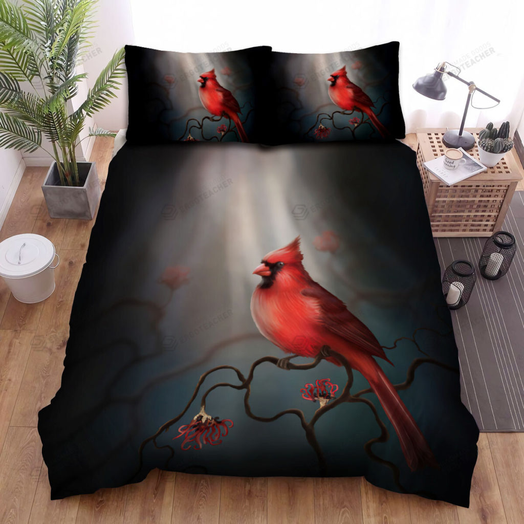 The Wildlife - The Cardinal In The Dark Forest Bed Sheets Spread Duvet Cover Bedding Sets 8
