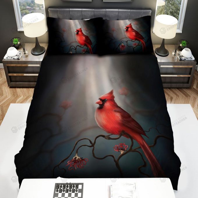 The Wildlife - The Cardinal In The Dark Forest Bed Sheets Spread Duvet Cover Bedding Sets 3