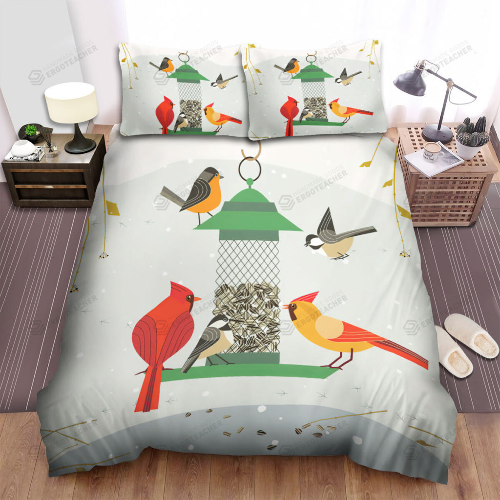 The Wildlife - The Red Cardinal Coming To The Meal Bed Sheets Spread Duvet Cover Bedding Sets 6