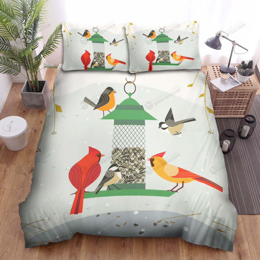 The Wildlife - The Red Cardinal Coming To The Meal Bed Sheets Spread Duvet Cover Bedding Sets 8
