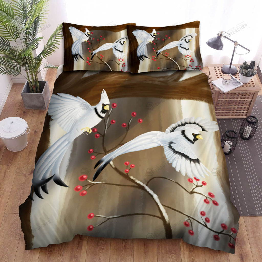 The Wildlife - The White Cardinal Flying Art Bed Sheets Spread Duvet Cover Bedding Sets 8