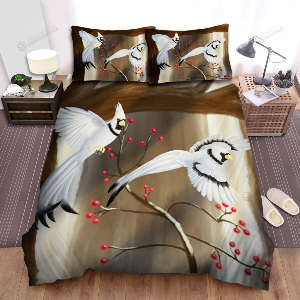 The Wildlife - The White Cardinal Flying Art Bed Sheets Spread Duvet Cover Bedding Sets 6