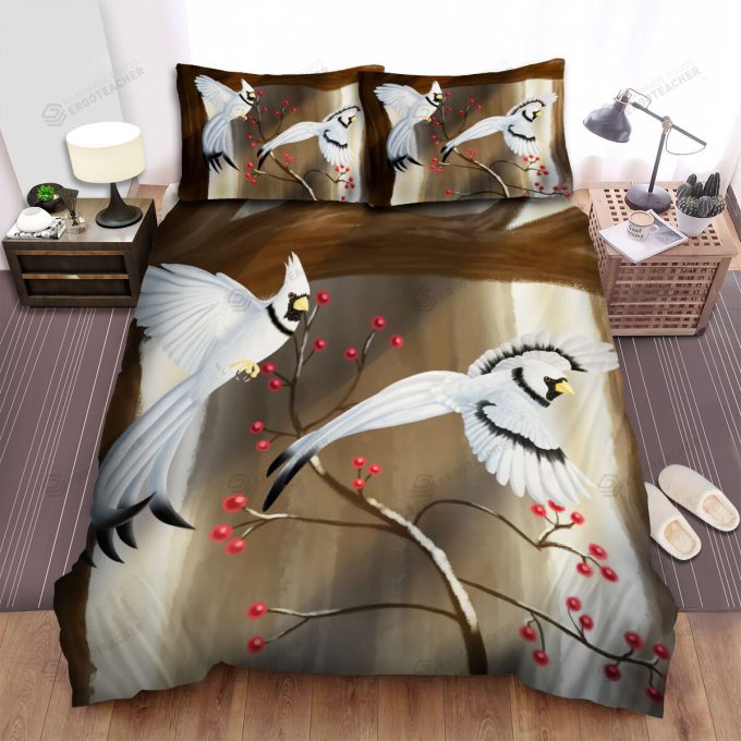 The Wildlife - The White Cardinal Flying Art Bed Sheets Spread Duvet Cover Bedding Sets 1