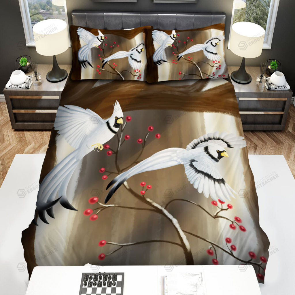 The Wildlife - The White Cardinal Flying Art Bed Sheets Spread Duvet Cover Bedding Sets 10