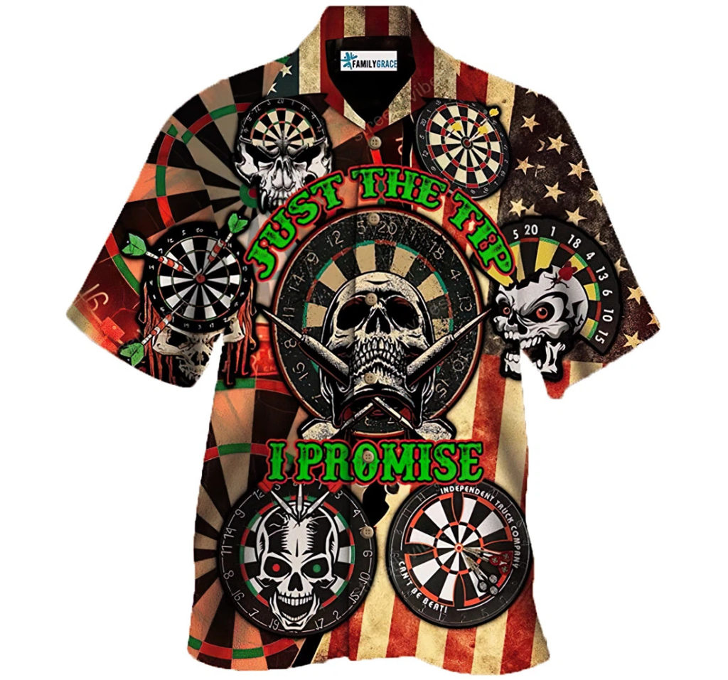 Just The Tip I Promise Darts Skull Hawaiian Aloha Shirts 4