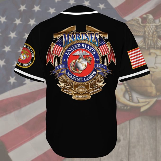 Personalized Custom Name Us Marine Veteran Baseball Tee Jersey Shirt 2
