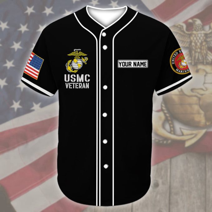 Personalized Custom Name Us Marine Veteran Baseball Tee Jersey Shirt 1