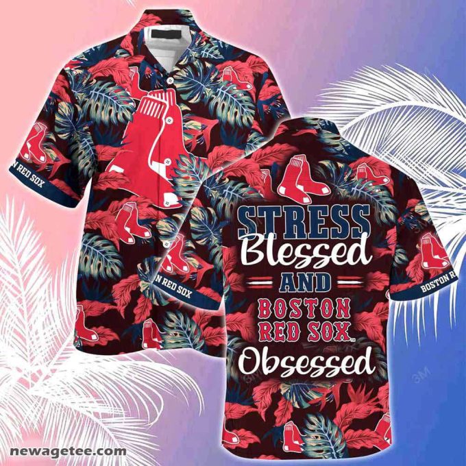 Boston Red Sox Mlb Summer Beach Hawaiian Shirt Stress Blessed Obsessed 2