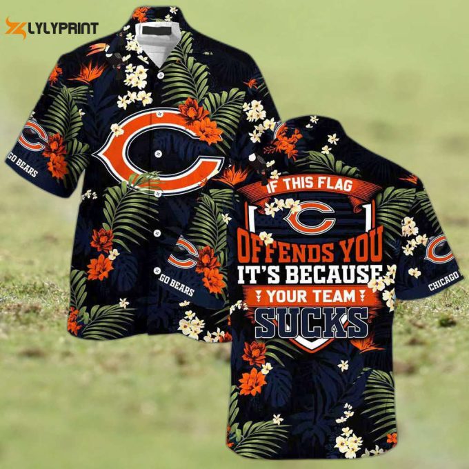 Chicago Bears Nfl Summer Beach Hawaiian Shirt With Tropical Patterns 1