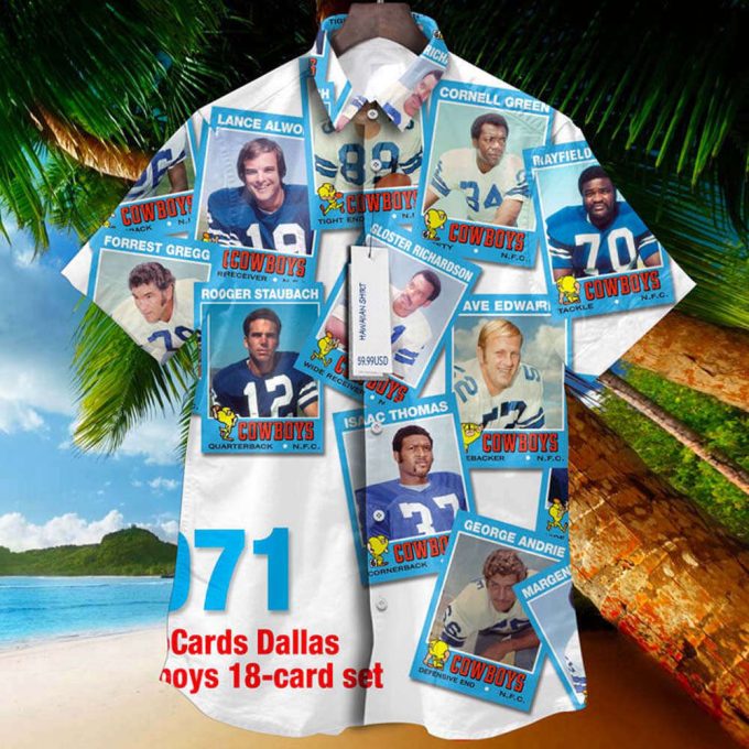 Dallas Cowboys 1971 Retrocards Set Vintage Aloha Hawaiian Shirt 2