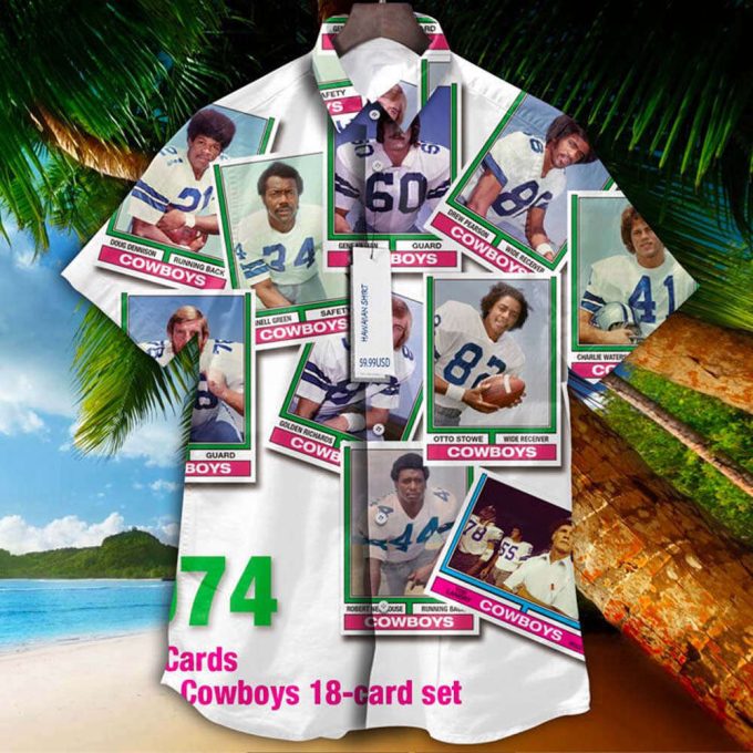 Dallas Cowboys 1974 Retrocards Set Vintage Aloha Hawaiian Shirt 2