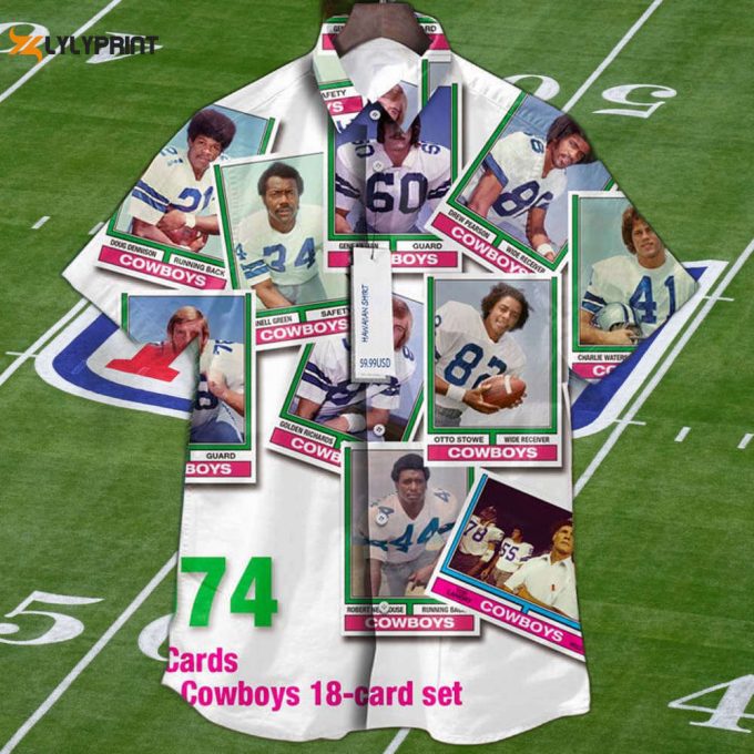 Dallas Cowboys 1974 Retrocards Set Vintage Aloha Hawaiian Shirt 1