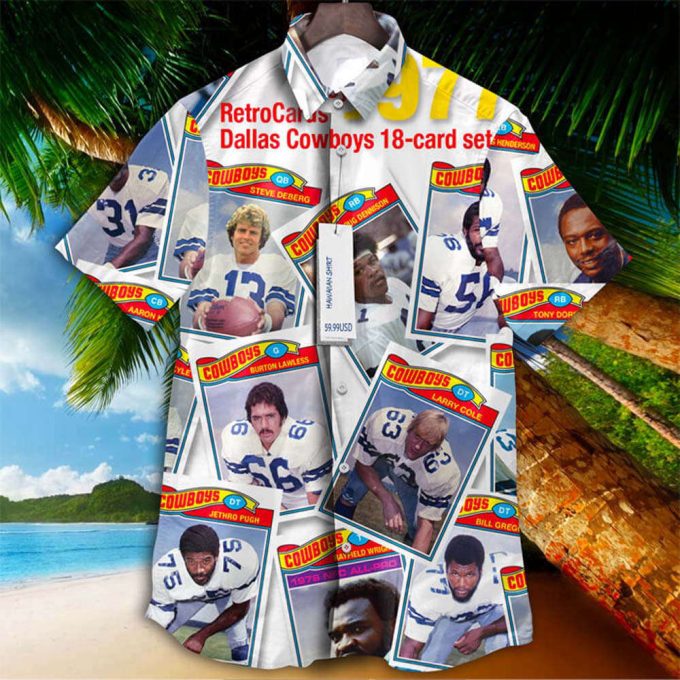 Dallas Cowboys 1977 Retrocards Set Vintage Aloha Hawaiian Shirt 2