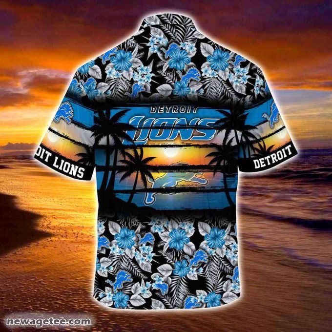 Detroit Lions Nfl Summer Beach Hawaiian Shirt Hibiscus Pattern For Sports Fan 2