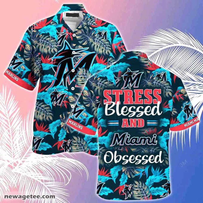 Miami Marlins Mlb Summer Beach Hawaiian Shirt Stress Blessed Obsessed 2