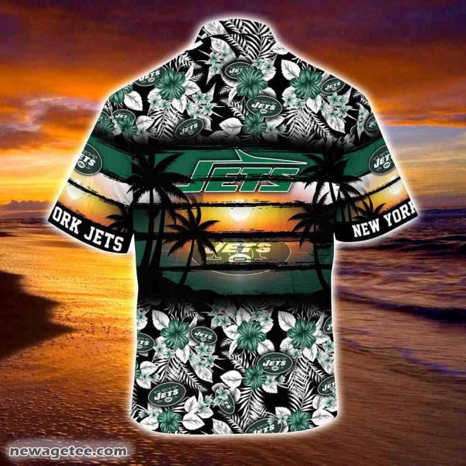 New York Jets Nfl Summer Beach Hawaiian Shirt Hibiscus Pattern For Sports Fan 2