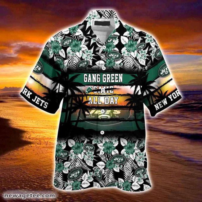 New York Jets Nfl Summer Beach Hawaiian Shirt Hibiscus Pattern For Sports Fan 3