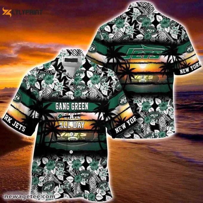 New York Jets Nfl Summer Beach Hawaiian Shirt Hibiscus Pattern For Sports Fan 1