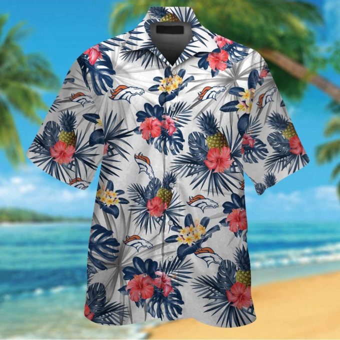 Denver Broncos Tropical Aloha Shirt Set – Short Sleeve Button Up For Men Women &Amp;Amp; Kids 1