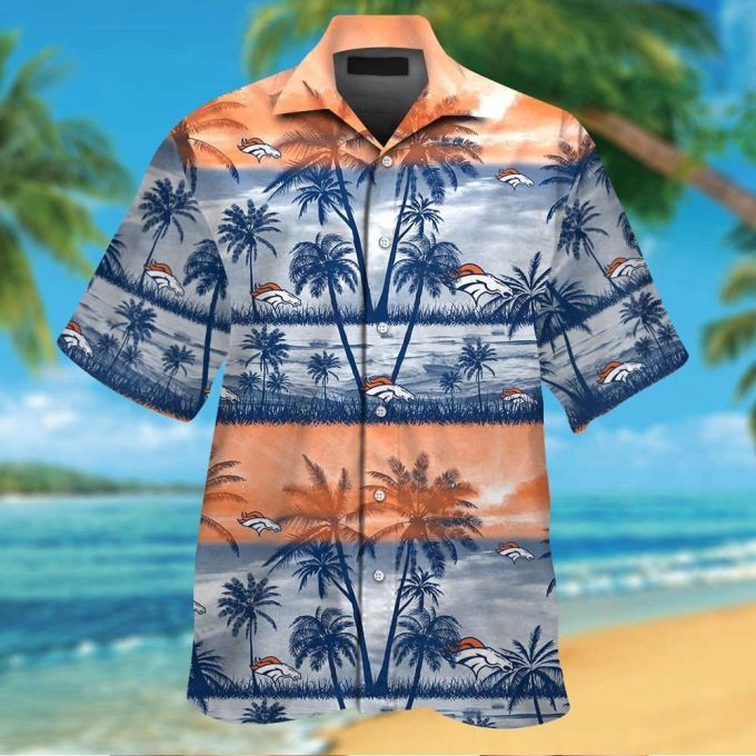 Denver Broncos Hawaiian Shirt Set - Short Sleeve Tropical Aloha Style For Men Women Kids 1