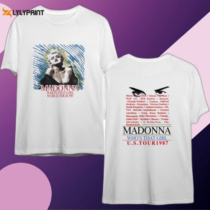 1987 Madonna Whos That Girl World Tour T-Shirt, Madonna Tour 1987 T-Shirt 1