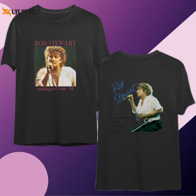 1994 Rod Stewart Unplugged And Seated Tour T-Shirt, Rod Stewart Unplugged Tour '94 T-Shirt 1