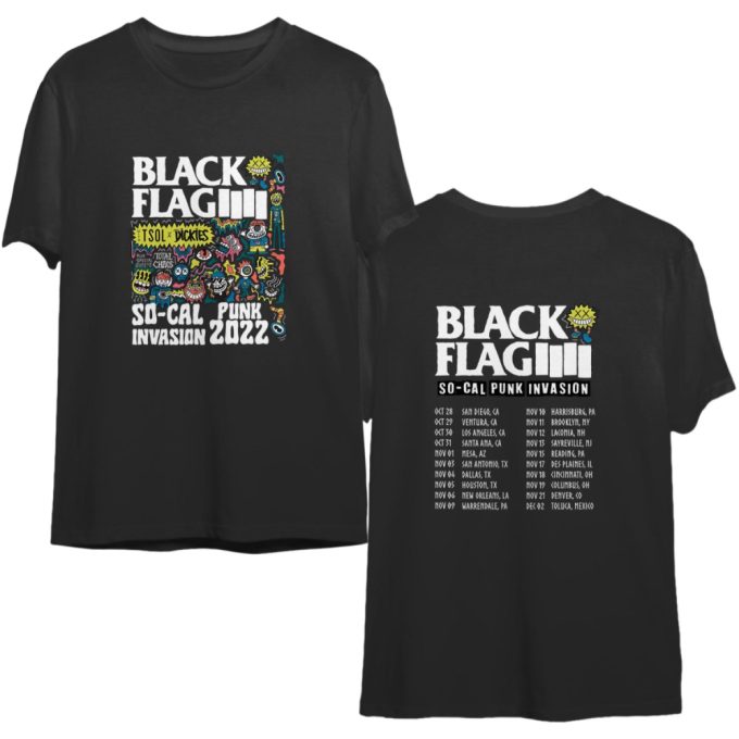 2022 Black Flag The So-Cal Punk Invasion Tour T-Shirt 2