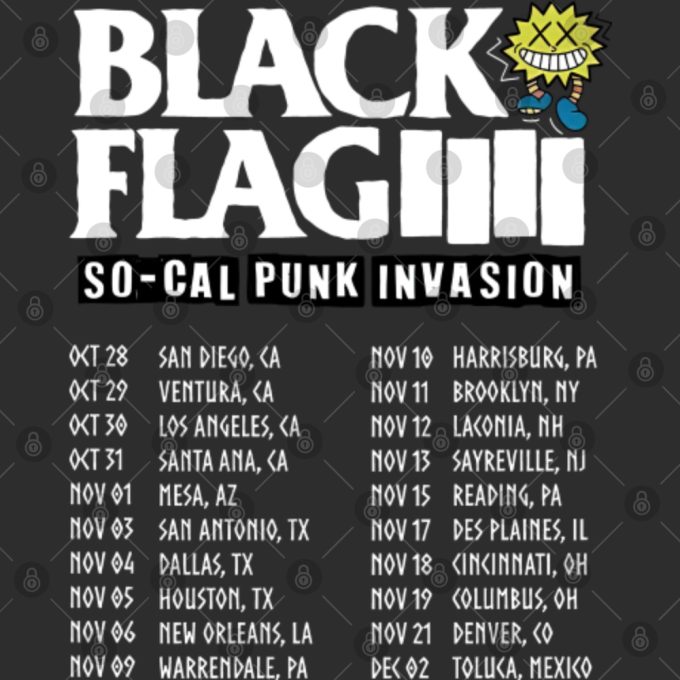 2022 Black Flag The So-Cal Punk Invasion Tour T-Shirt 6