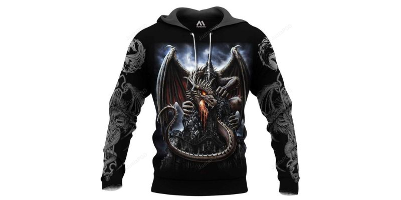 Scary Dragon With Cattle 3D All Print Hoodie