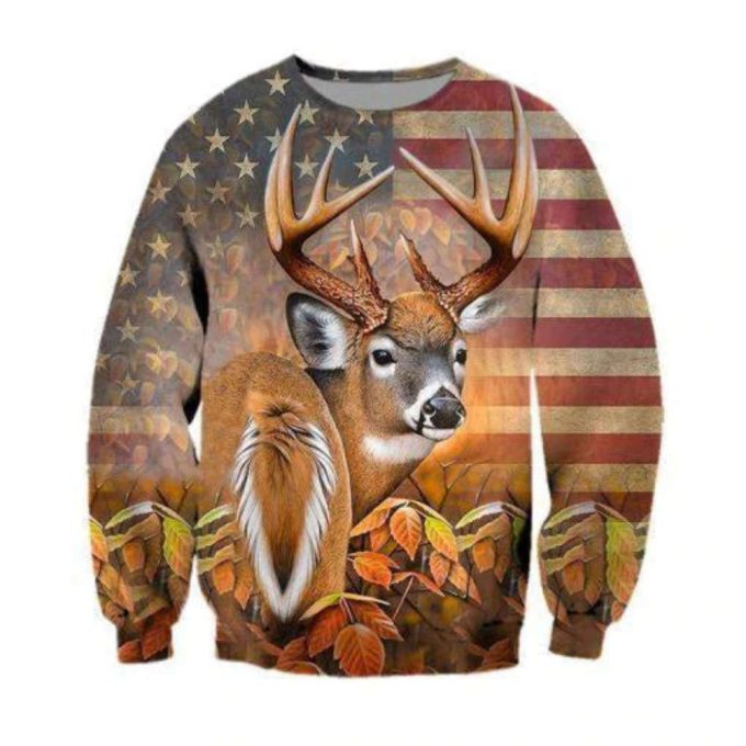 American Flag Deer Hunting Crewneck Sweatshirt For Men &Amp; Women Shirt 2