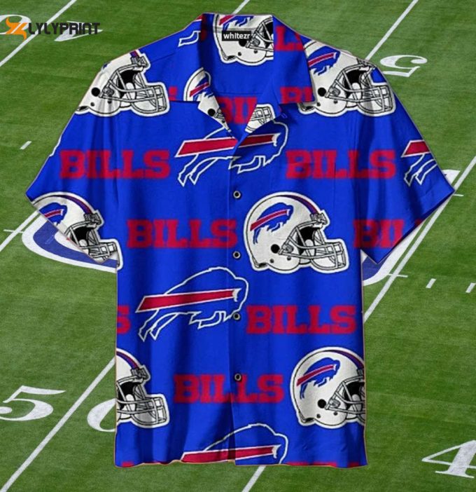 Buffalo Bills Hawaiian Shirt: American Football Helmet &Amp;Amp; Aloha Design 1