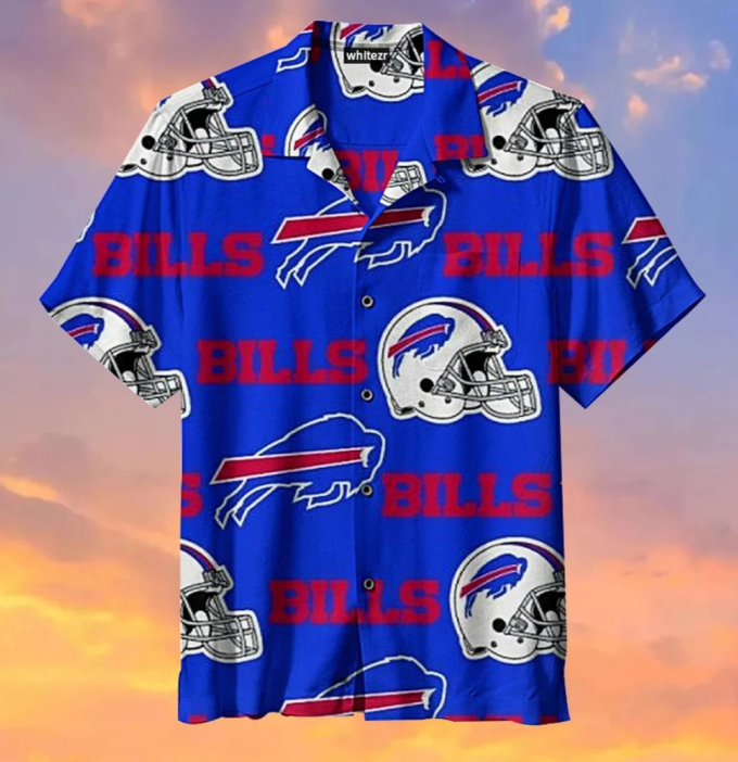 Buffalo Bills Hawaiian Shirt: American Football Helmet &Amp; Aloha Design 2