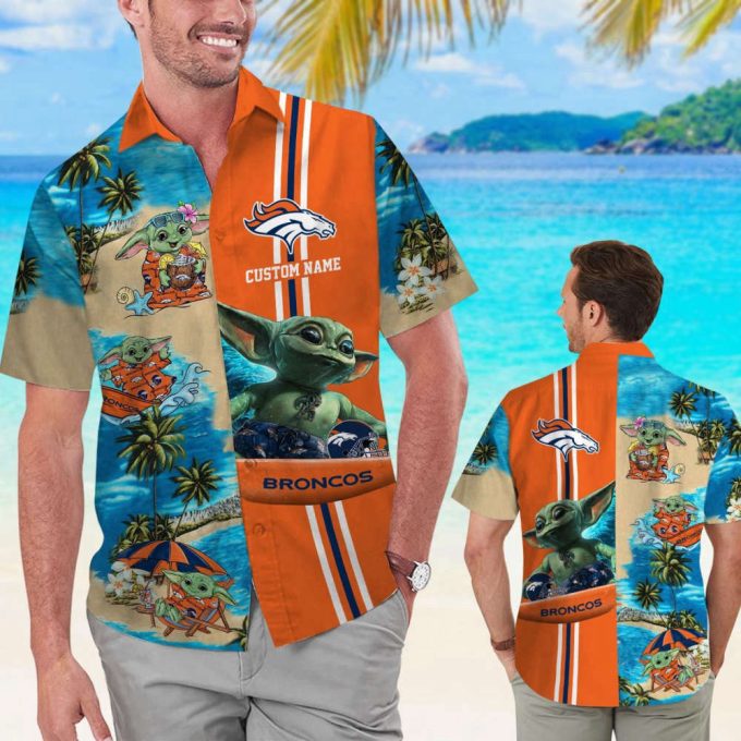 Denver Broncos Baby Yoda Personalized Hawaiian Shirt Set – Men Women 2