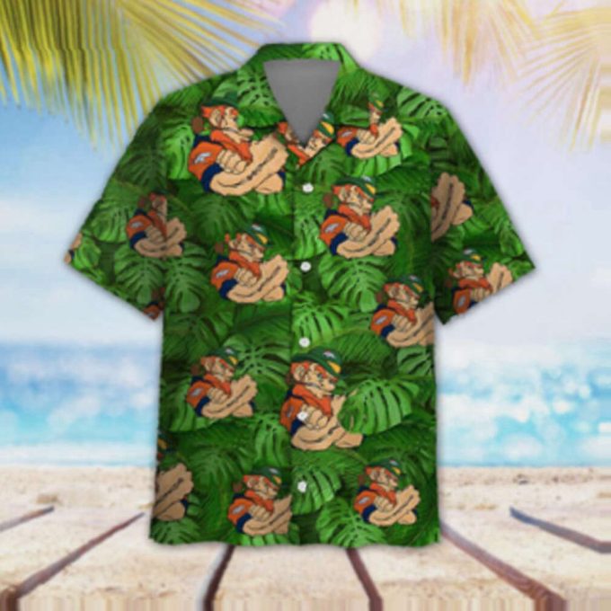 Denver Broncos Leprechaun St Patricks Day Men Aloha Button Up Hawaiian Shirts And Shorts Hawaiian Shirt Set For Men Women Kids 2
