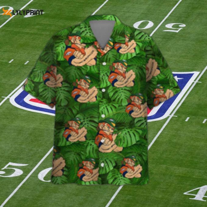 Denver Broncos Leprechaun St Patricks Day Men Aloha Button Up Hawaiian Shirts And Shorts Hawaiian Shirt Set For Men Women Kids 1