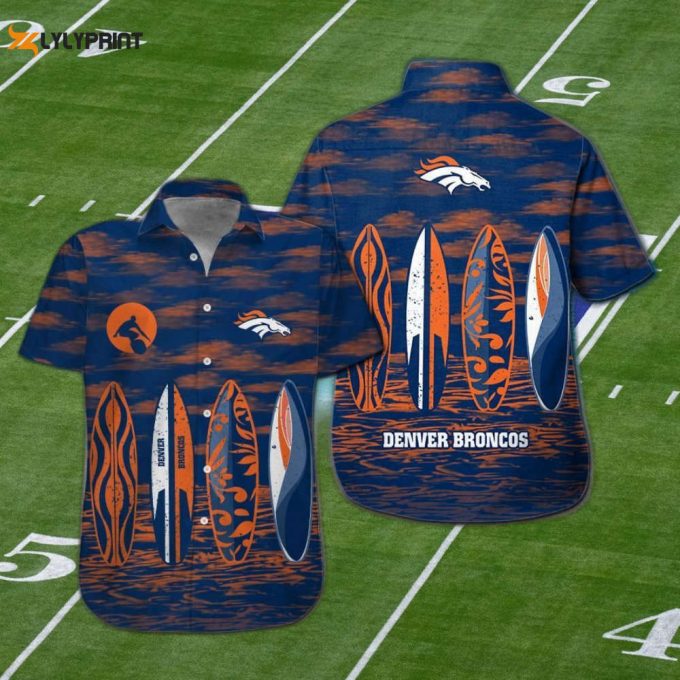 Denver Broncos Short Sleeve Button Up Tropical Aloha Hawaiian Shirt Set For Men Women Kids Mte027 1