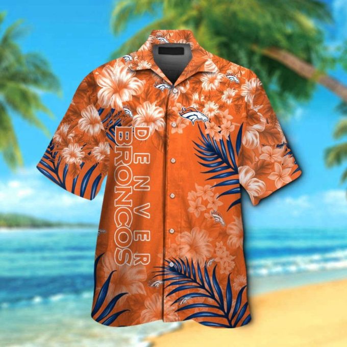 Denver Broncos Short Sleeve Button Up Tropical Aloha Hawaiian Shirt Set For Men Women Kids Mte032 2