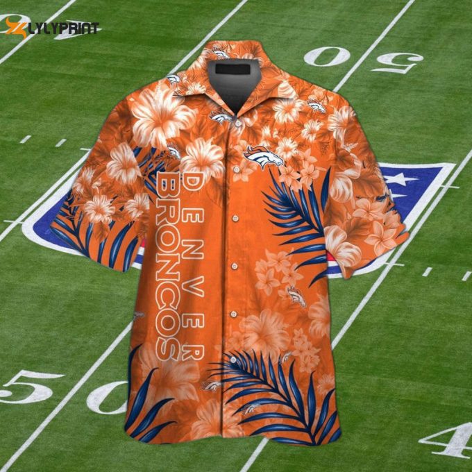 Denver Broncos Short Sleeve Button Up Tropical Aloha Hawaiian Shirt Set For Men Women Kids Mte032 1