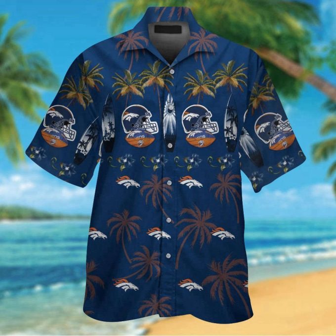 Denver Broncos Short Sleeve Button Up Tropical Aloha Hawaiian Shirt Set For Men Women Kids Mte04 2