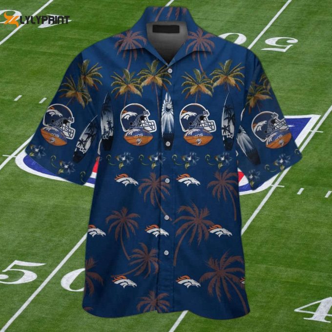 Denver Broncos Short Sleeve Button Up Tropical Aloha Hawaiian Shirt Set For Men Women Kids Mte04 1
