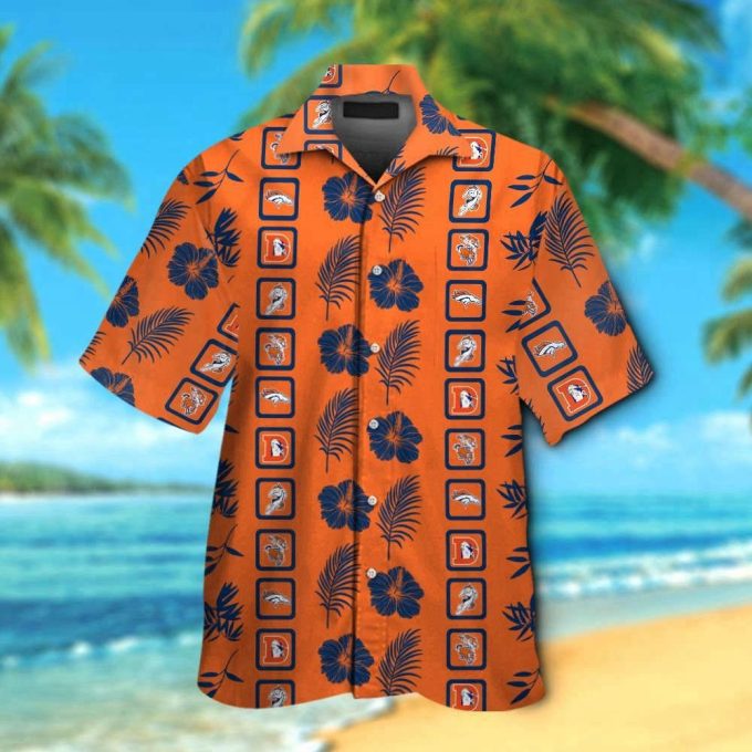 Denver Broncos Tropical Aloha Hawaiian Shirt Set - Short Sleeve Button Up For Men Women Kids - Mte025 2