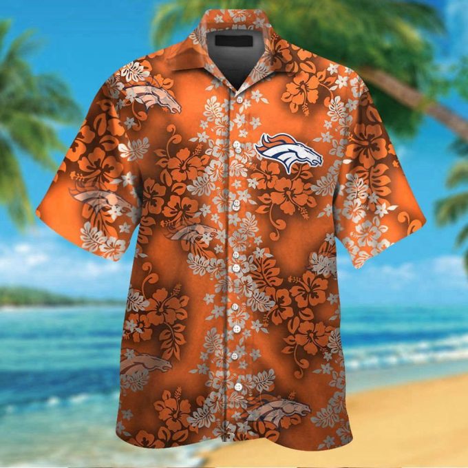 Denver Broncos Tropical Aloha Hawaiian Shirt Set - Unisex Button-Up Short Sleeve Mte015 2