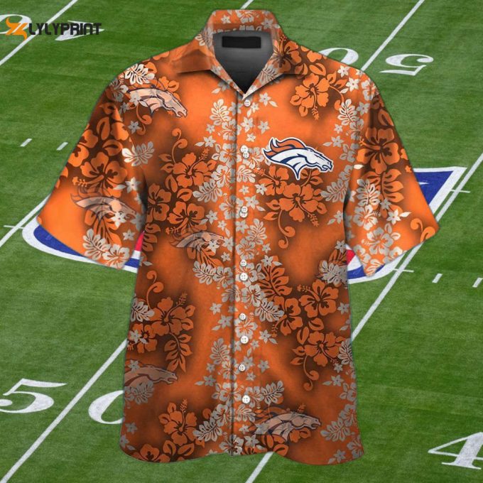 Denver Broncos Tropical Aloha Hawaiian Shirt Set - Unisex Button-Up Short Sleeve Mte015 1