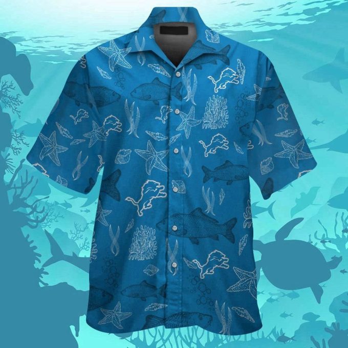 Detroit Lions Aloha Shirt: Short Sleeve Button Up Tropical Hawaiian Set For Men &Amp; Women 2