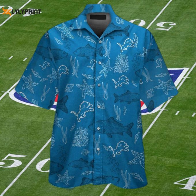 Detroit Lions Aloha Shirt: Short Sleeve Button Up Tropical Hawaiian Set For Men &Amp;Amp; Women 1