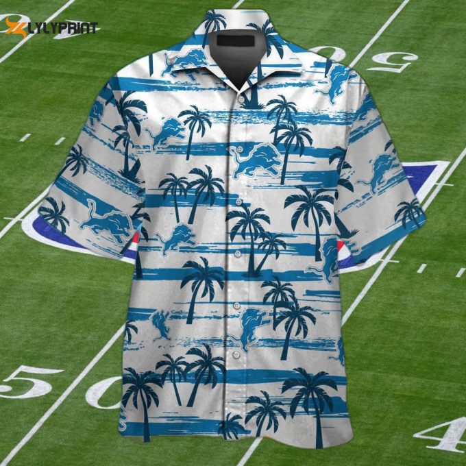 Detroit Lions Hawaiian Shirt Set: Short Sleeve Button Up Aloha For Men &Amp;Amp; Women 1