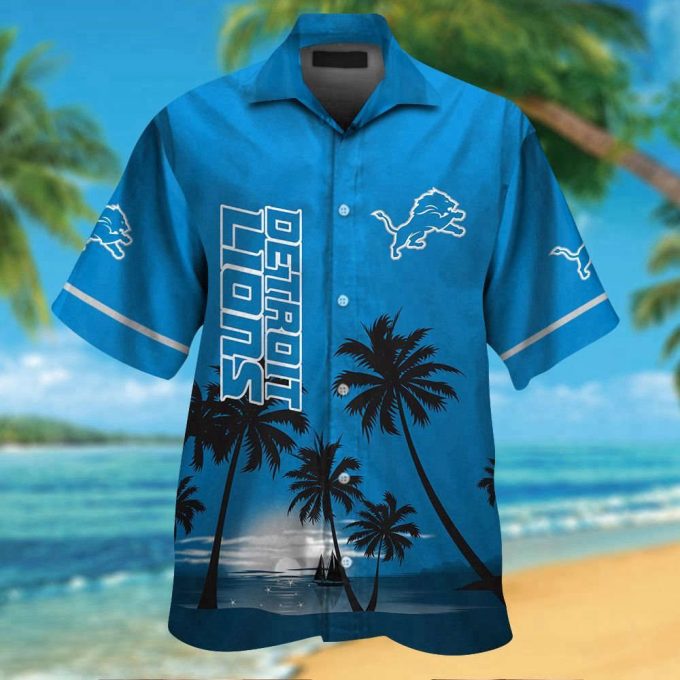 Detroit Lions Hawaiian Shirt Set: Short Sleeve Button Up For Men Women - Mte06 2