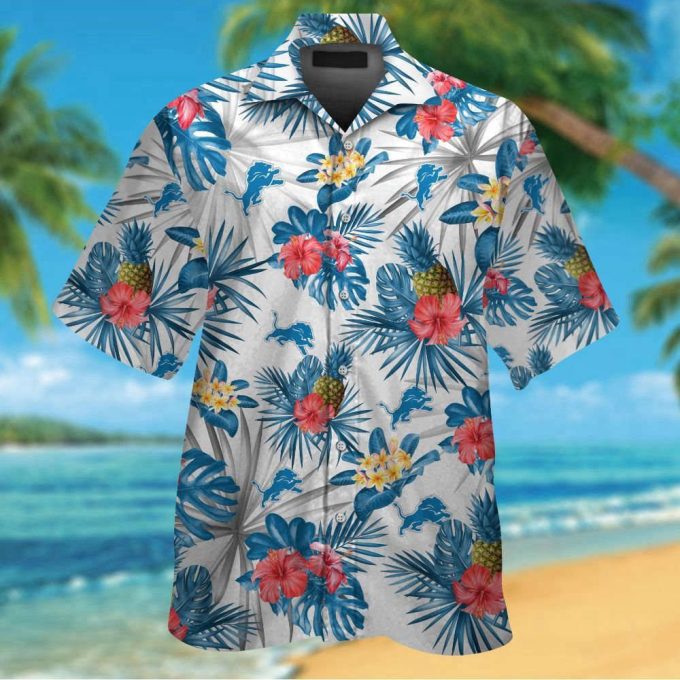 Detroit Lions Hawaiian Shirt Set: Short Sleeve Button Up Tropical Aloha For Men &Amp; Women 2
