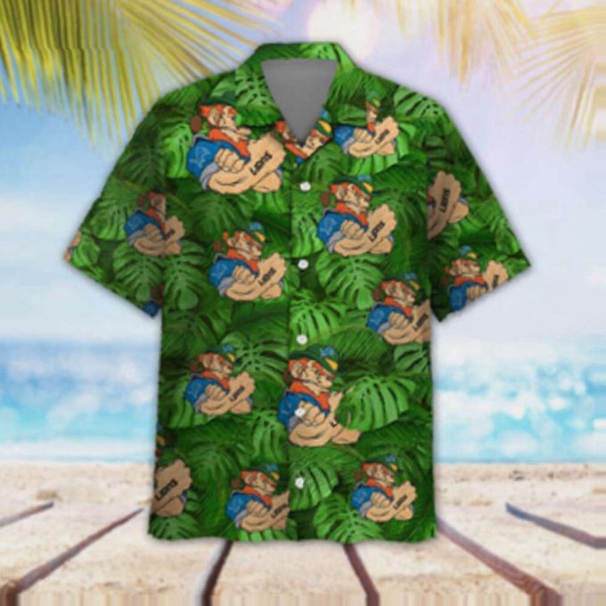 Detroit Lions Leprechaun St Patricks Day Aloha Shirt Set - Men Women Kids 2