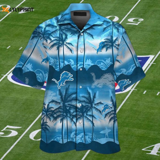 Detroit Lions Short Sleeve Button Up Tropical Aloha Hawaiian Shirt Set For Men Women 1